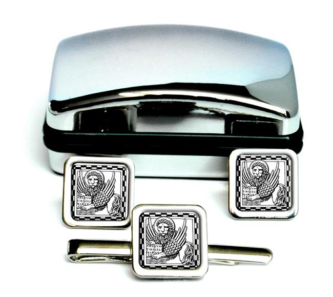 Lion of St. Mark Square Cufflink and Tie Clip Set